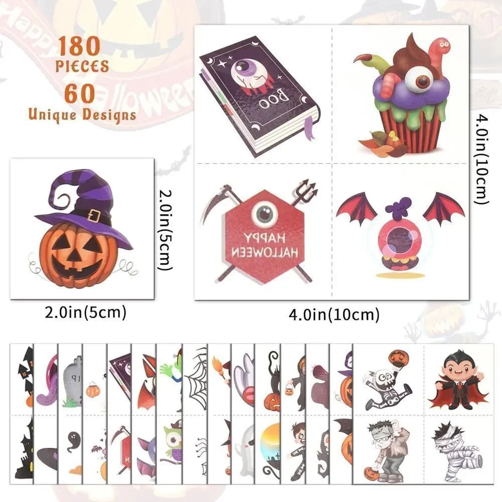 Bundle of 6 Pack Halloween Parachute Toys & 360 Halloween Temporary Tattoos